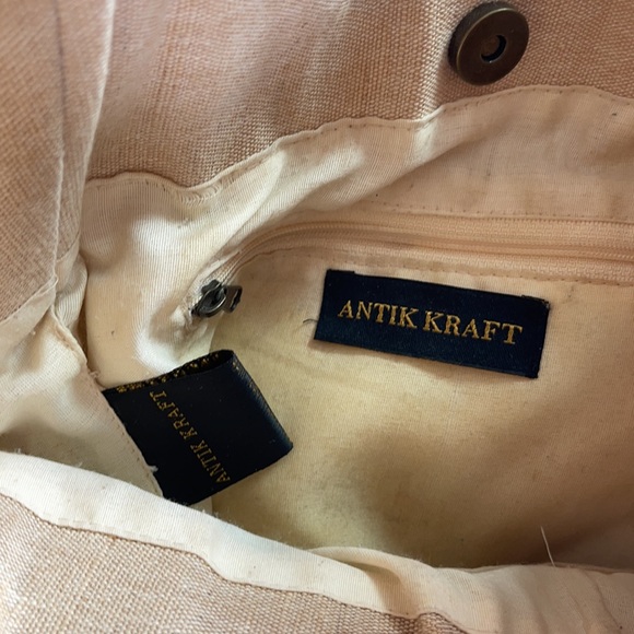 Vintage Antik Kraft Boho Chic bag cotton with leather fringe - Picture 12 of 14